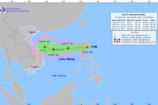 Áp thấp nhiệt đới có thể đi vào Biển Đông, mạnh lên thành bão trong đêm nay