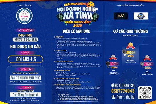 Giải Pickleball 2025: Sân chơi mới mẻ của doanh nhân Hà Tĩnh phía Nam